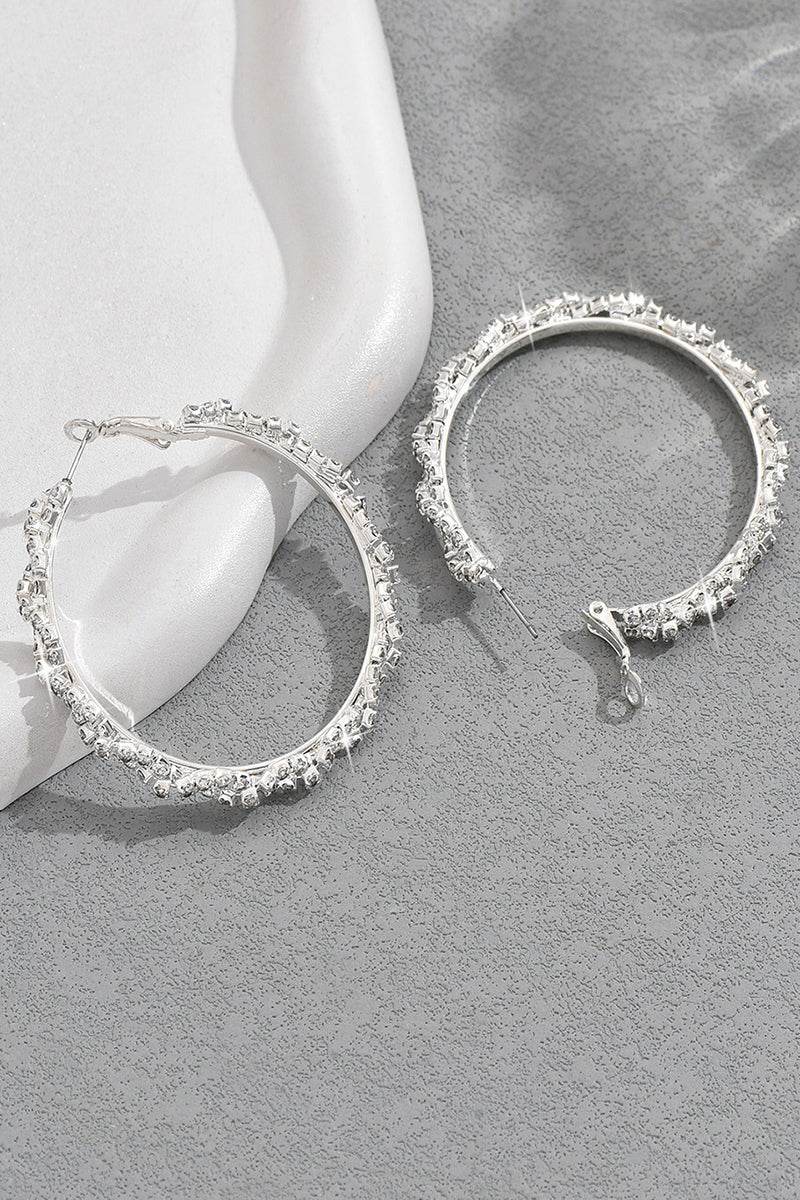 Shining Rhinestone Hoop Earrings 887668115556 - COCOMELODY